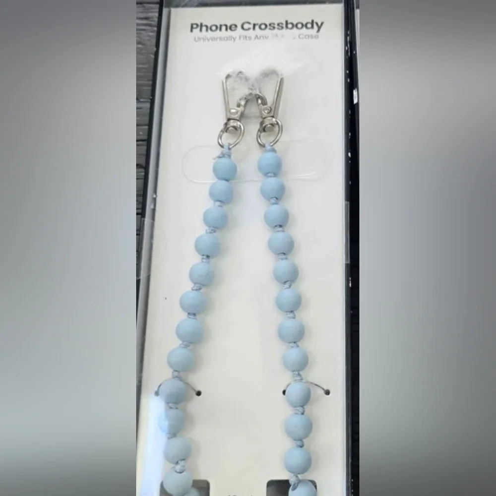 Blue Beaded Phone Case Necklace